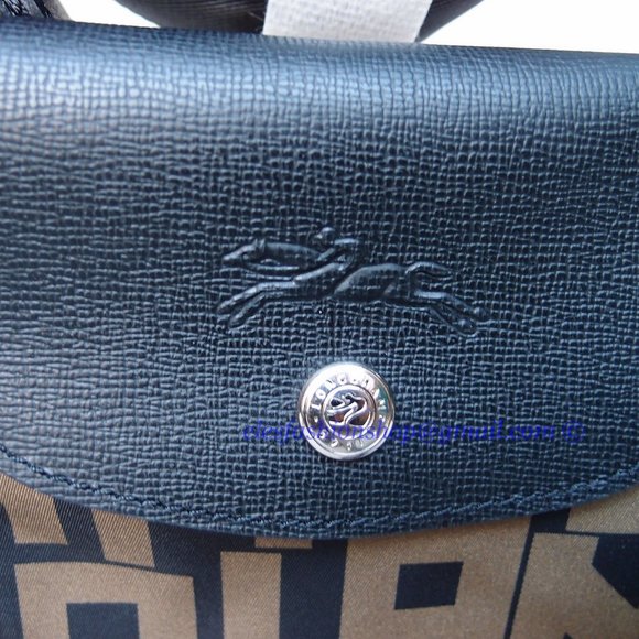 NWT LONGCHAMP Le Pliage LGP Small Crossbody Satchel Bag BLACK Khaki AUTHENTIC - Picture 7 of 14